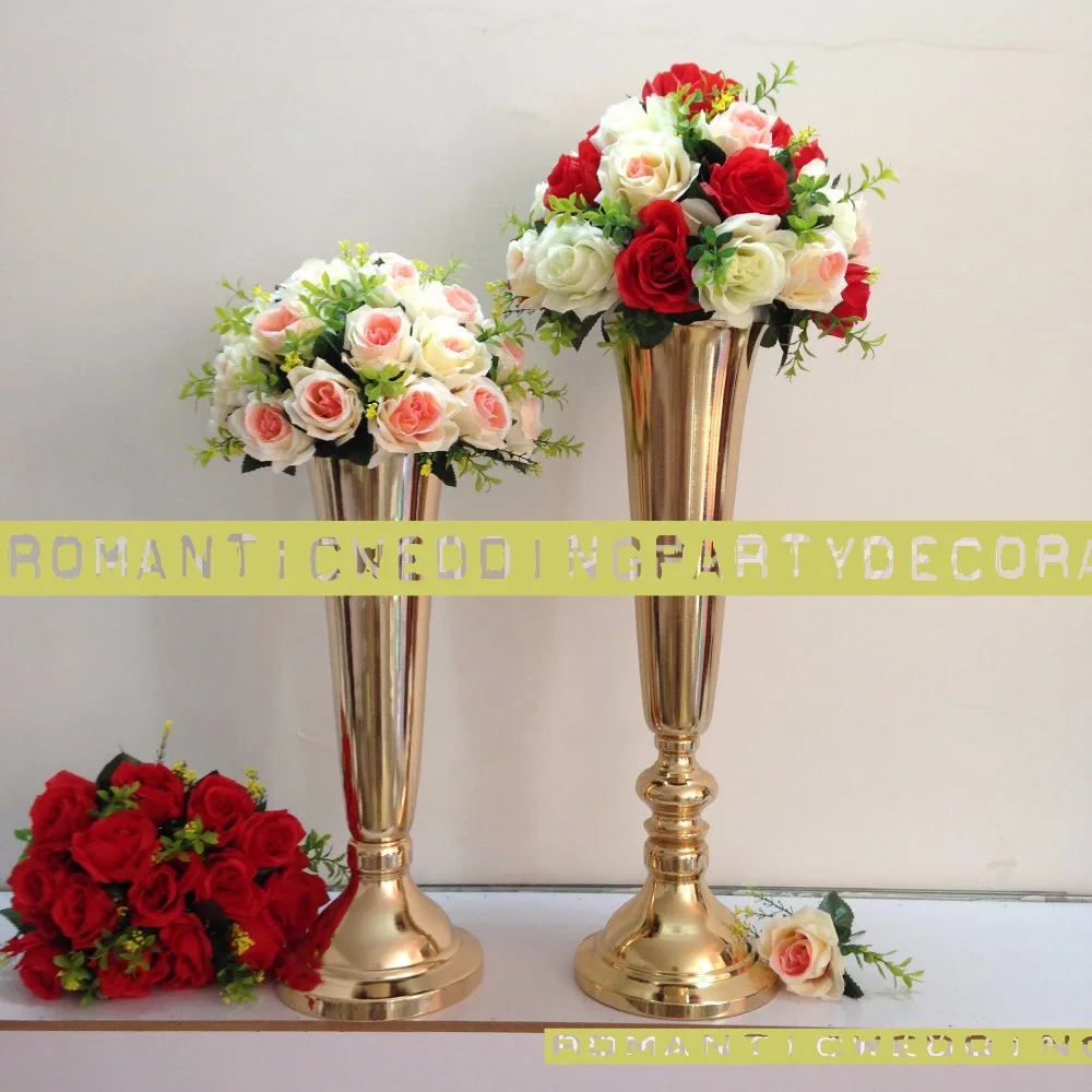 Высота 60 см/23 6 дюйма Золотая свадебная ваза для цветов стола центральный столик