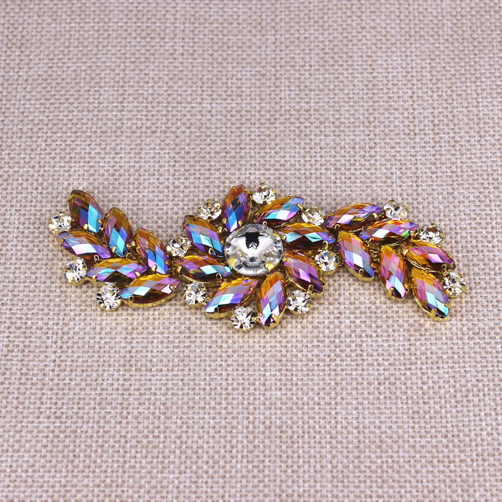 Аппликация Стразы с эффектом бензина 1 шт.|Свадебные пояса| |