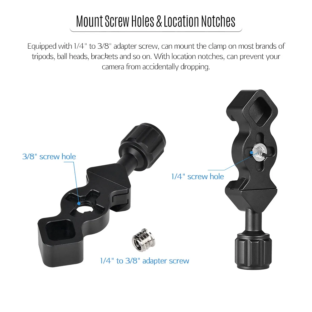 Andoer SmallRig Plate Quick Release Clamp for Arca-Swiss 1/4"&amp3/8" Screw Hole Tripod Grips Knob-Type RSS Kirk Marking |