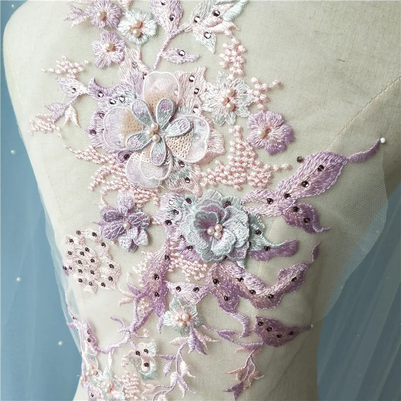 3D Sequins Paste drill applique lace patch Corded french DIY Handmade Skirts Top Corset BackWedding Dresses CH0006 | Дом и сад