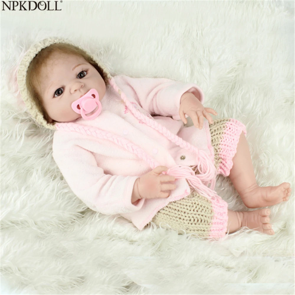 NPKDOLL 55 см кукла для девочки мягкая силиконовая новорожденных с соской роскошные