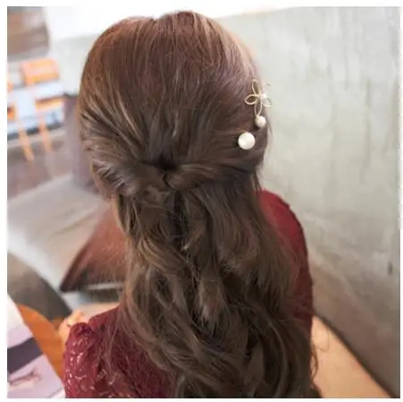 Ta314 корейские ювелирные изделия полые цветы имитация жемчуга из трех частей одно