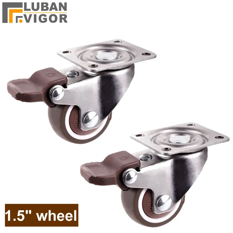 1 5 дюймовый ролик из синтетической резины с тормозом одним подшипником