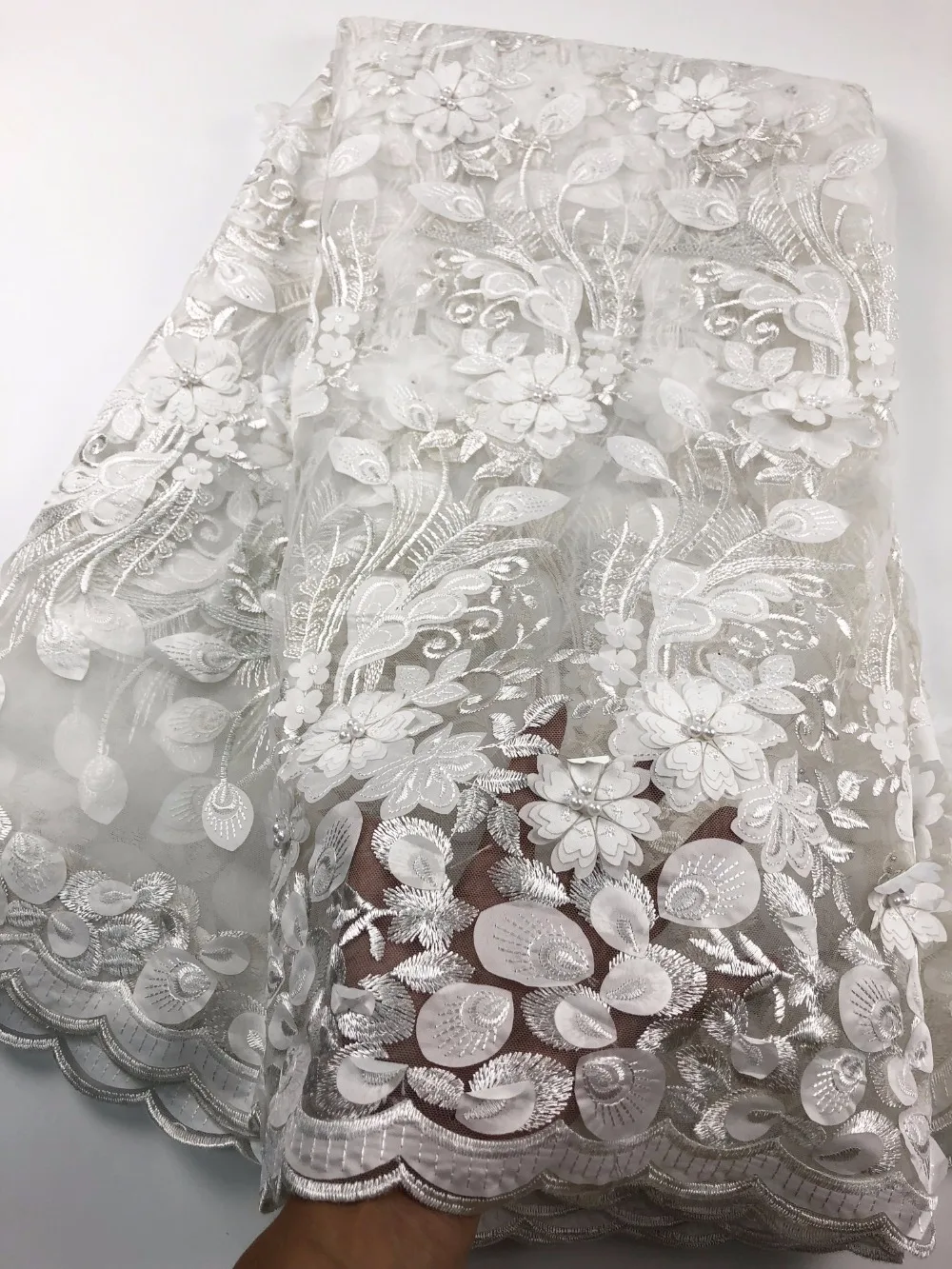 

2018 Latest and new design African Tulle Embroidery Lace Fabric Popular French net Lace for sewing dress A730-9