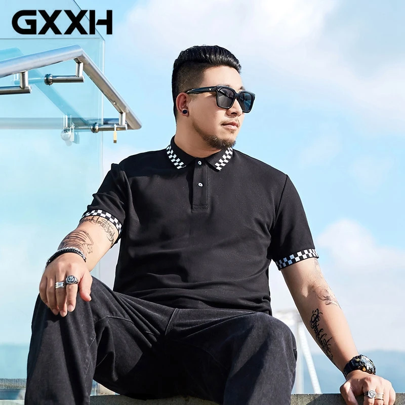 GXXH размера плюс 7XL 6XL 5XL 4XL брендовая одежда поло Homme черно белая клетчатая рубашка