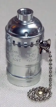 Silver zipper switch Винтаж Edison лампа держатель E27 лампа розетка выключатель с цепочкой Ретро алюминиевая Подвесная Лампа баз потолочный светильник розетка 3 предмета в комплекте - Цвет: Silver zipper switch