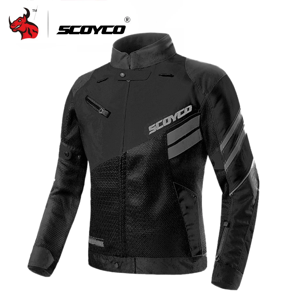 Черный SCOYCO мотоциклетная куртка летняя дышащая сетчатая мотоциклетная куртка Защитное снаряжение для мотокросса куртка для бездорожья защитная одежда - Цвет: Черный