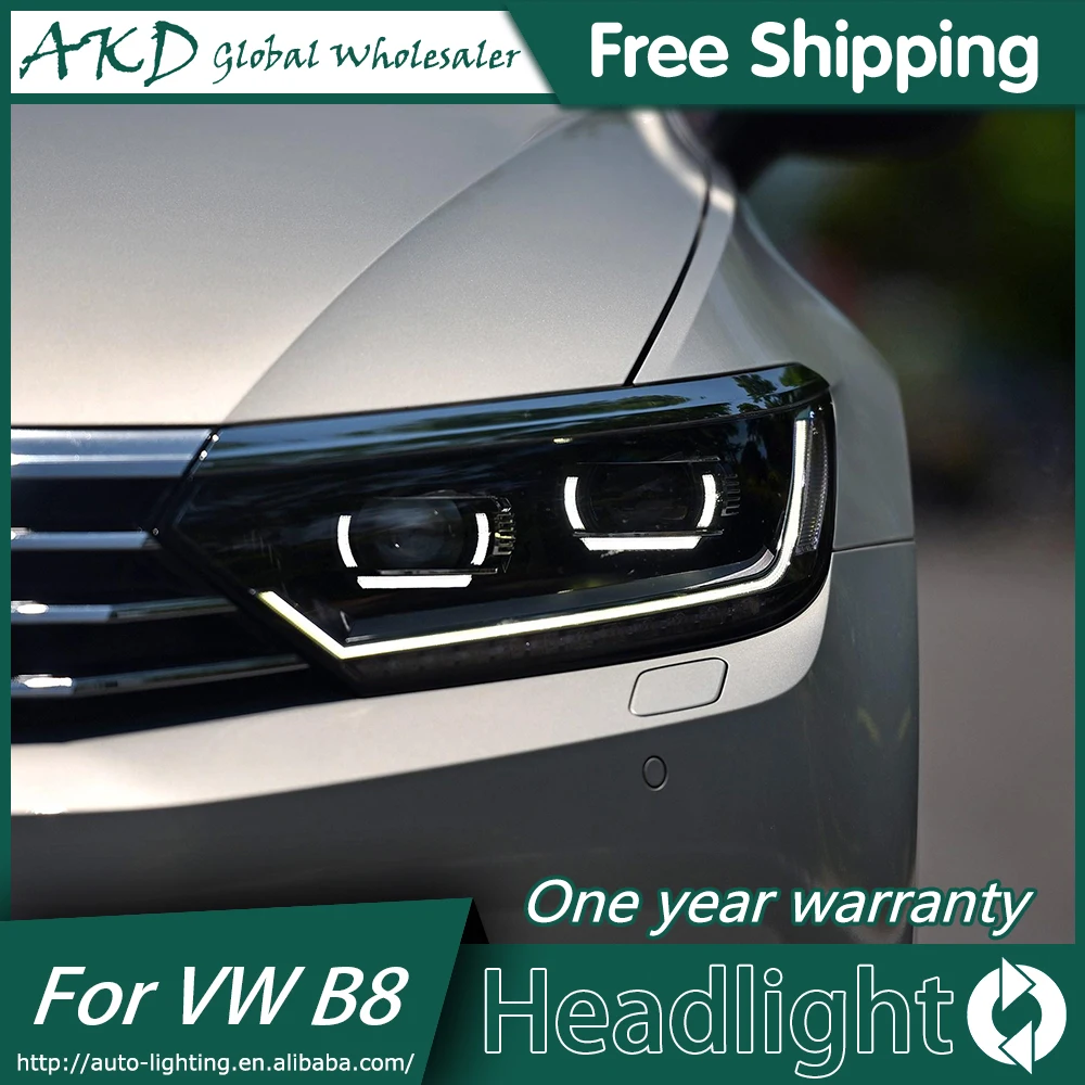AKD автомобильный Стайлинг Головной фонарь для VW Passat B8 EUR Verson фары Passat B8 светодиодный DRL H7 D2H Hid биксеноновый луч