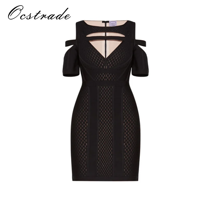 Женское жаккардовое платье с коротким рукавом Ocstrade облегающее мини на