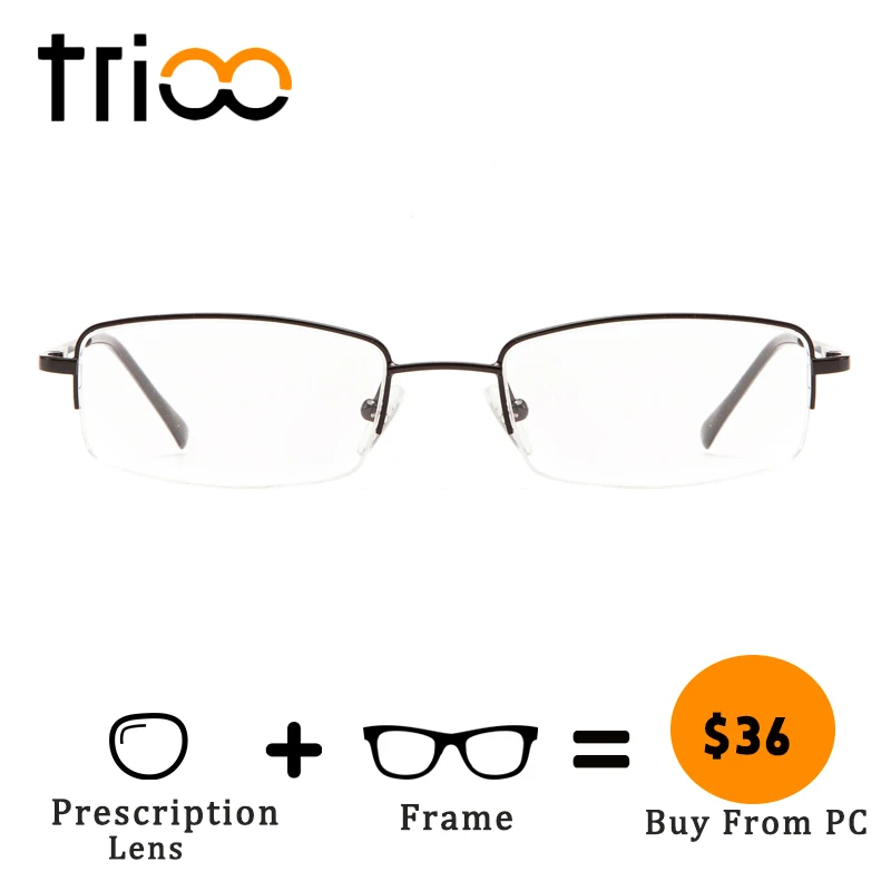 

TRIOO Business Type Simple Prescription Glasses for men Half Frame Nearsighted Farsighted Spectacles Metal Male Minus Eyewear