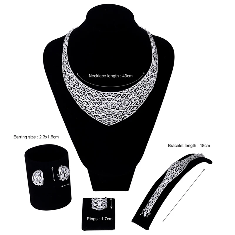 

New style Luxury Women wedding Jewelry Sets setting white cz 4pcs sets ( necklace + bracelet + earrings + ring) free shipping