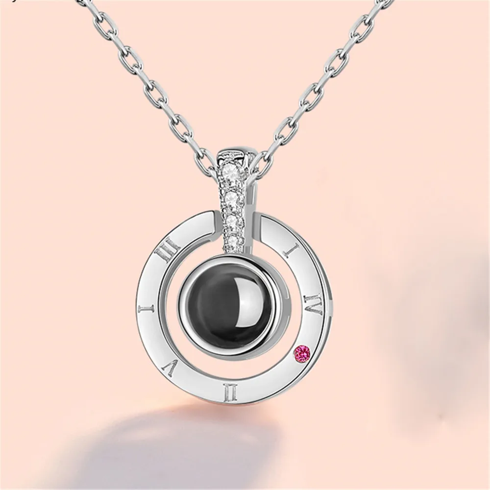 Ожерелье с надписью I LOVE YOU In 100 Language Projection колье Memory Of Collier в круглой форме Прямая