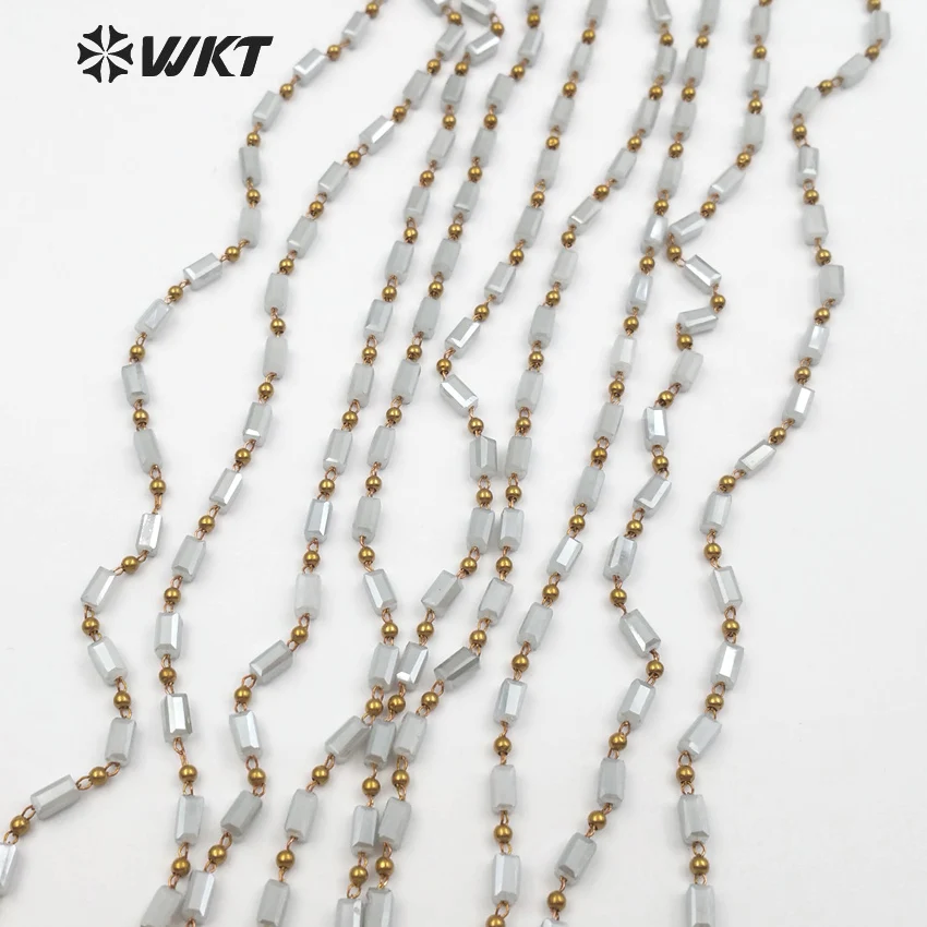 WT-RBC078 WKT сланцевый серый цвет Розария Хрустальная цепочка на заказ ручная работа