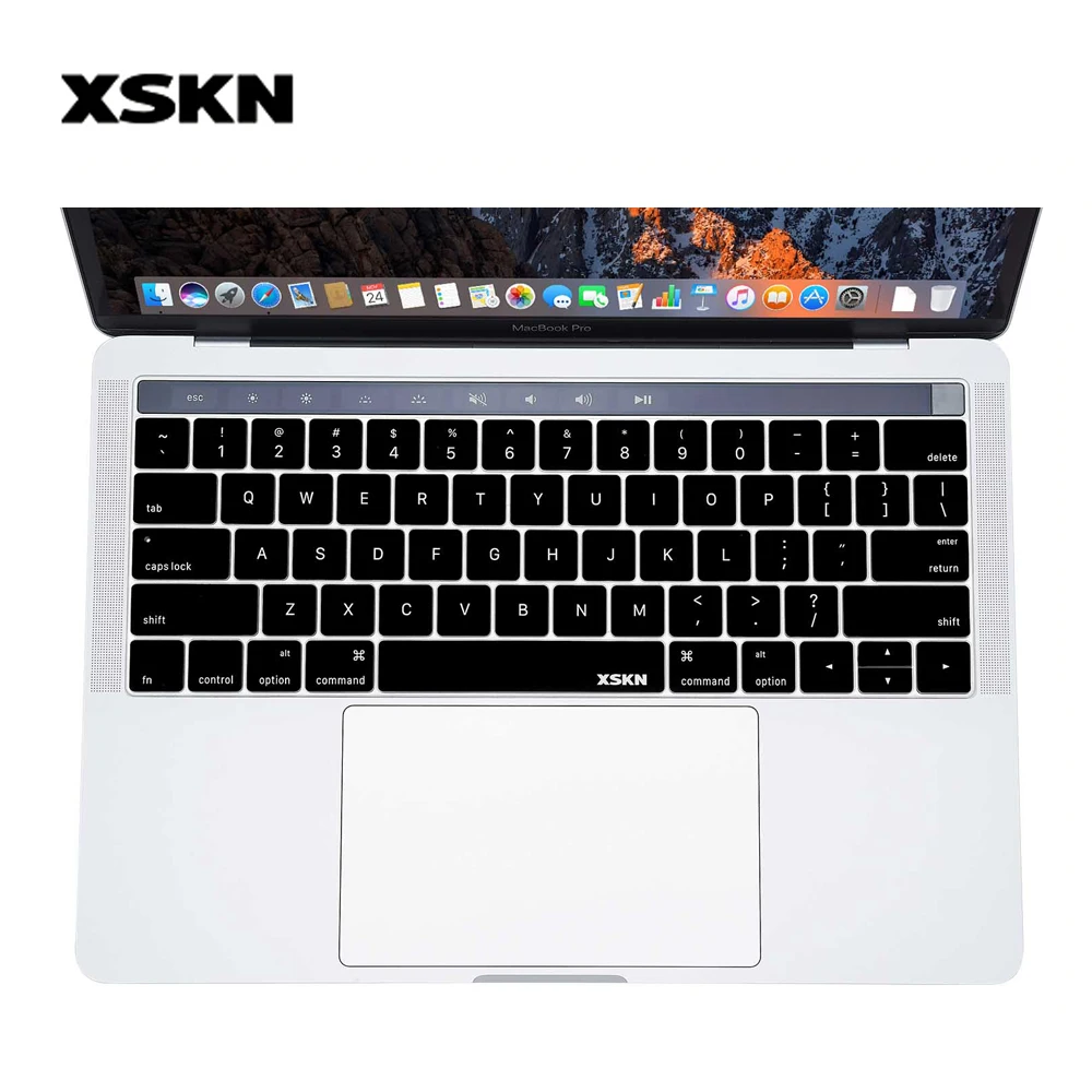 

XSKN Touch Bar Sticker and English Silicone Keyboard skin for MacBook Pro 13 (A1706 A1989) & Pro 15 (A1707 A1990) with Touch ID