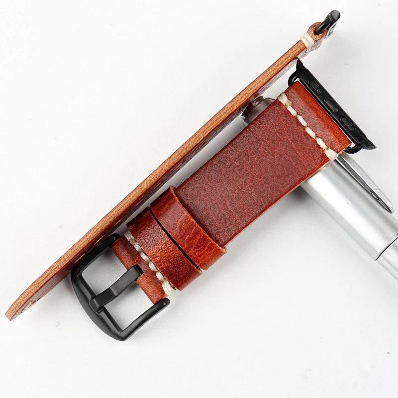 MAIKES Vintage Oil Wax Leather Watchband For Apple Watch Strap 49mm 45mm 44mm 40mm 42mm 38mm iWatch SE Series 8 7 6 5 4 3 2 1