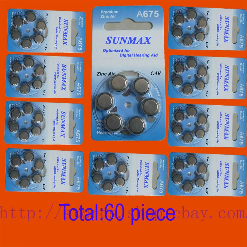 Новый 60x слуховой аппарат A675 675A ZA675 675 PR44 аккумулятор|pr44 battery|675 batterybattery |
