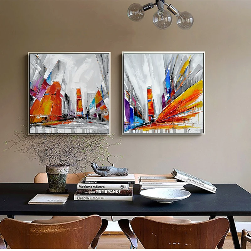 Абстрактный городской центр Нью Йорка Городские улицы современная картина холст