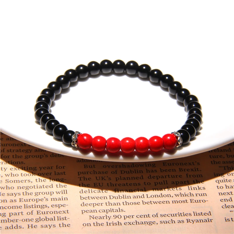 Осенняя мода 2020 красный браслет для женщин и мужчин 6 мм камень браслеты из бисера
