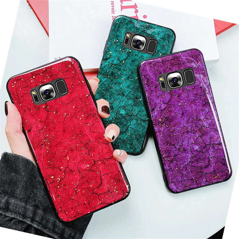 Мягкий чехол из эпоксидного силикона с золотой фольгой и мрамором для Samsung Galaxy S9