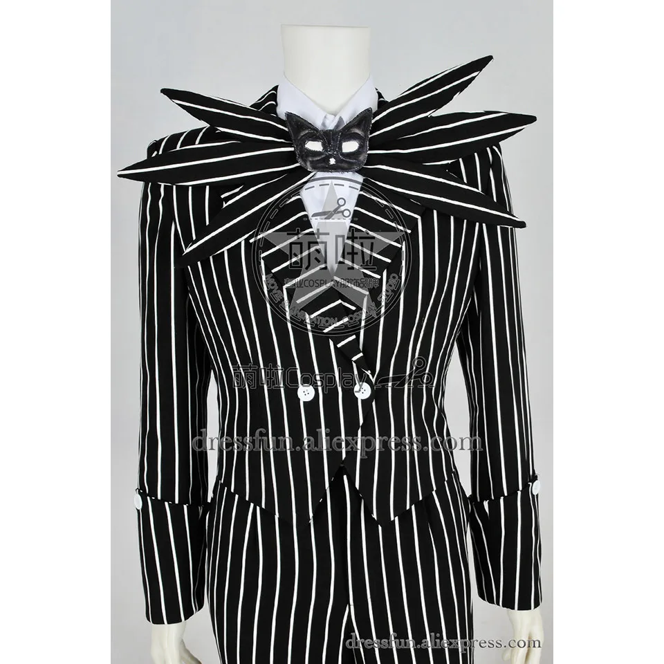 Костюм для косплея Кошмар перед Рождеством Джек Скеллингтон костюм в черную