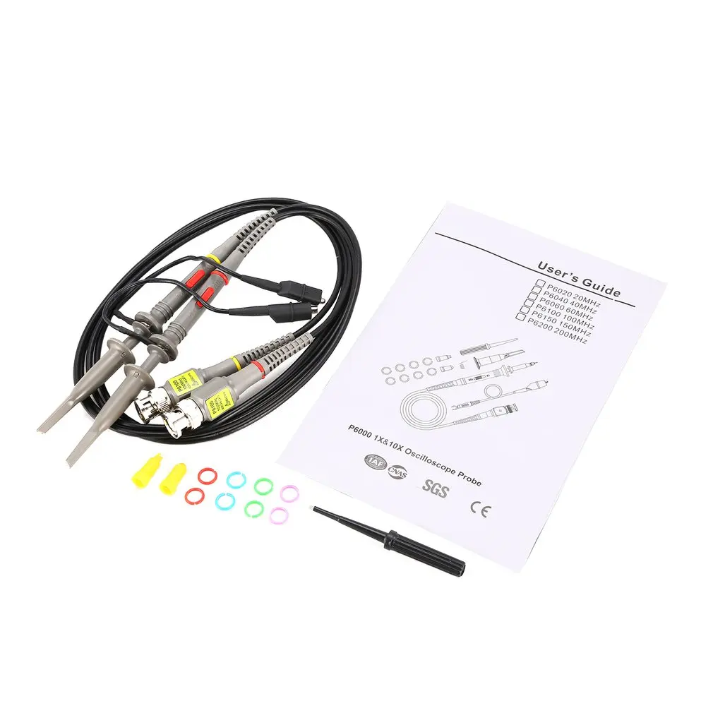 2PCS 100MHZ Oscilloscope Probe Oscillograph Scope Clip Test P6100 DIY Leads High Precision Analyzer Alligator 1:10 | Инструменты
