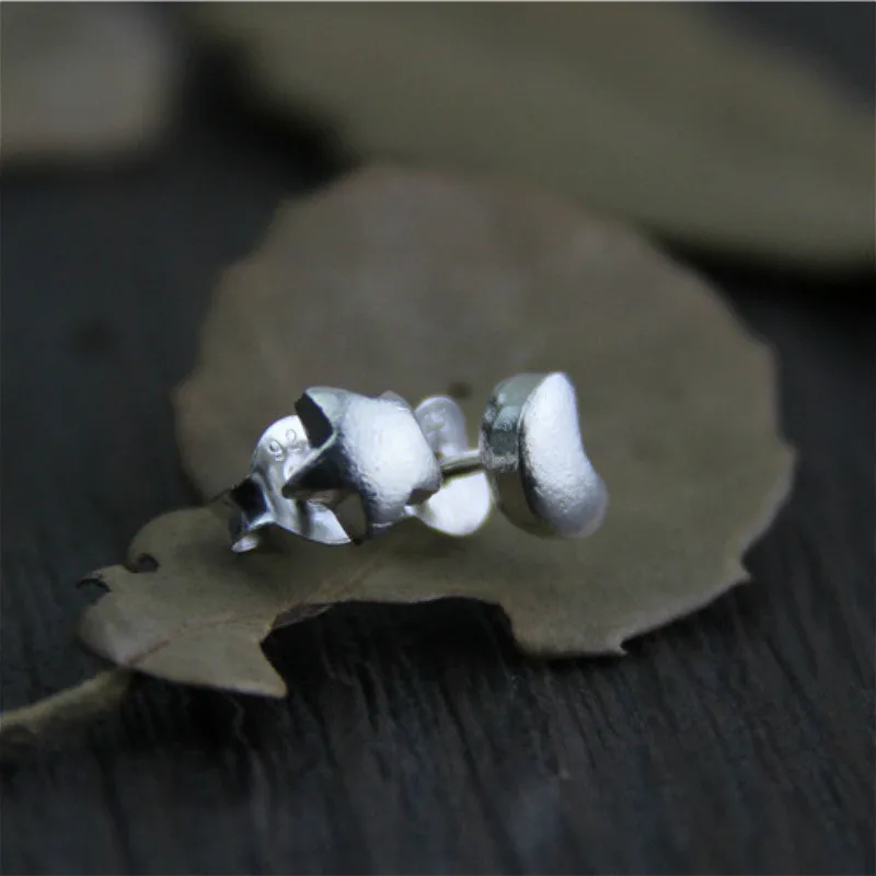 Женские серьги пусеты ручной работы из серебра S925 пробы в форме Луны|silver stud