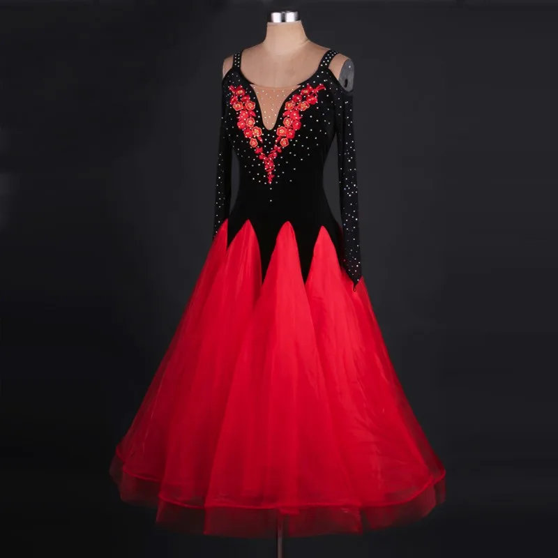 Женское элегантное платье для бальных танцев с вышивкой| |