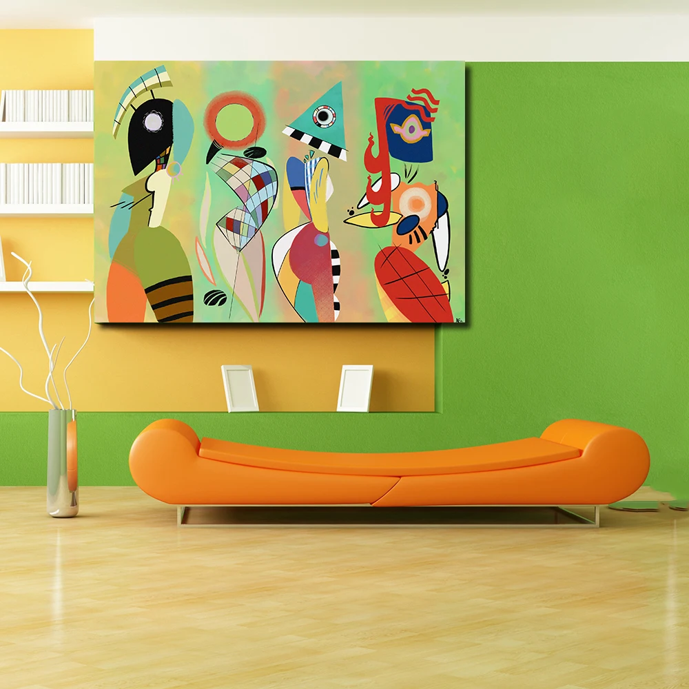Картина маслом JQHYART Las Musas Kandinsky без оправы Декор для дома Настенная картина