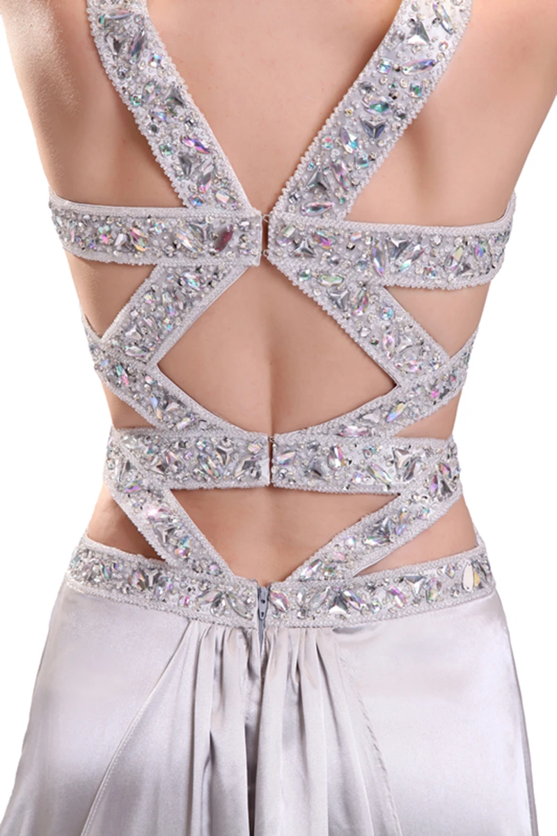 Vestido De Festa Silver Satin Prom Dress With Side High Slits Party | Свадьбы и торжества