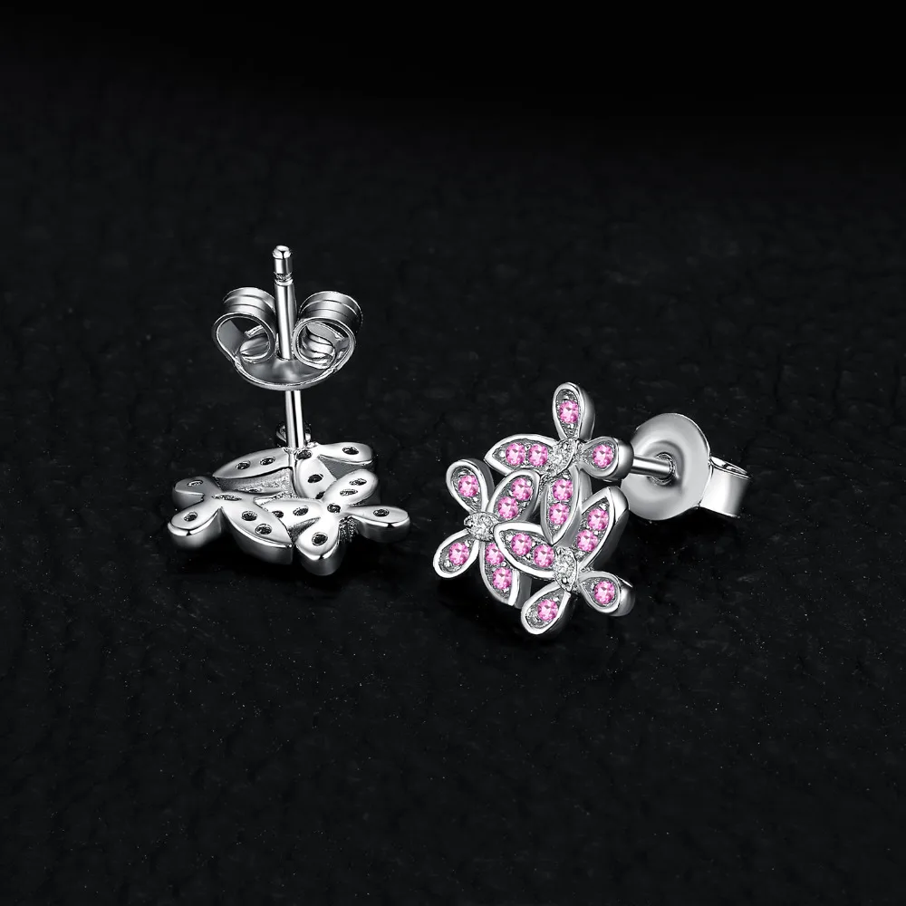 JewelryPalace Новый Искусственный розовый сапфир цветок серьги 925 пробы серебро Gemstone Fine