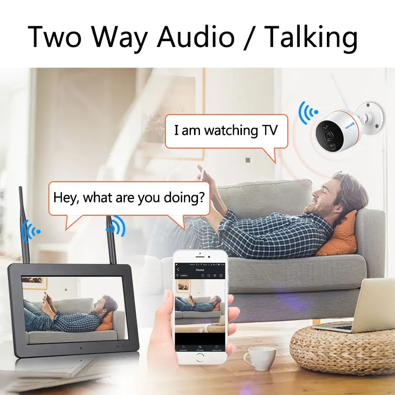 Techage 4CH 1080P беспроводной сенсорный экран lcd NVR Wifi CCTV система 2MP двухсторонняя аудио