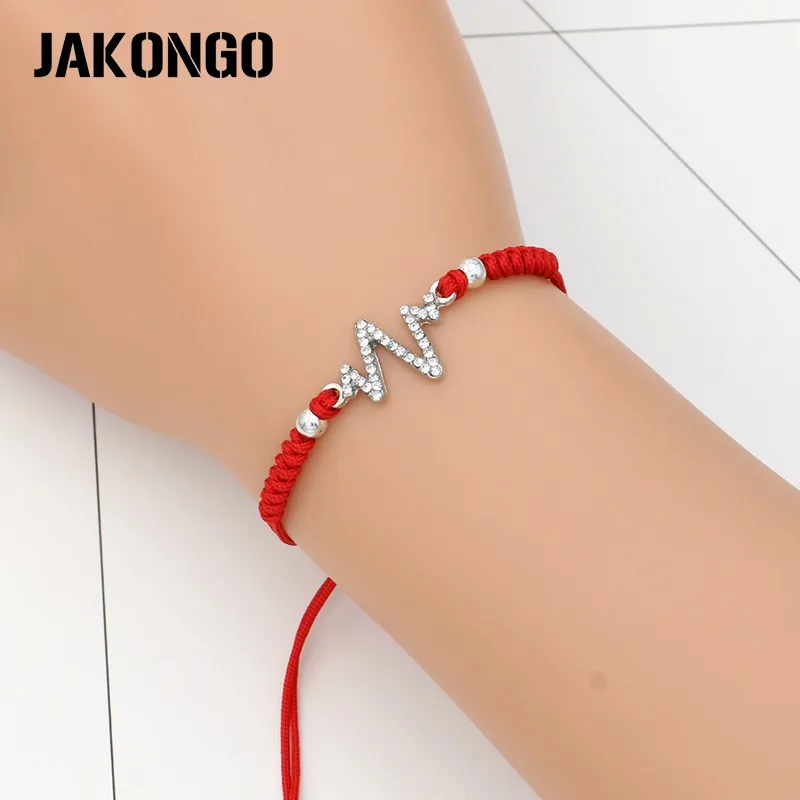 Браслет JAKONGO с электрокардиограммой ручной работы плетеный веревочный браслет