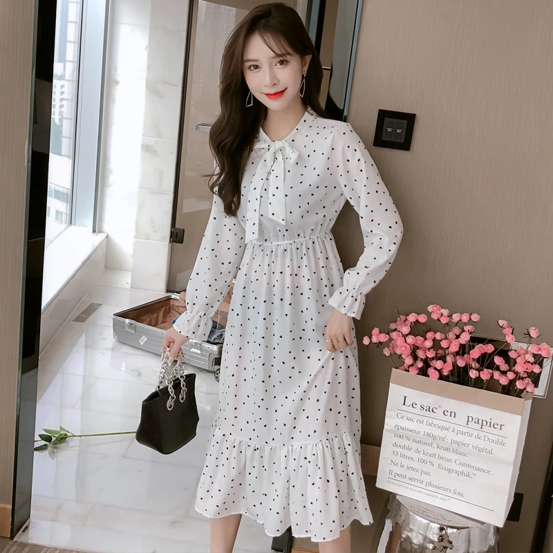 2021 весна осень Новое Женское платье с длинным рукавом Ретро Воротник