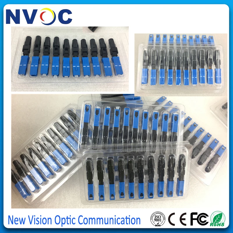 50 шт./пакет SC/UPC Волоконно оптический Быстрый холодный разъем FTTH SC Одномодовый UPC