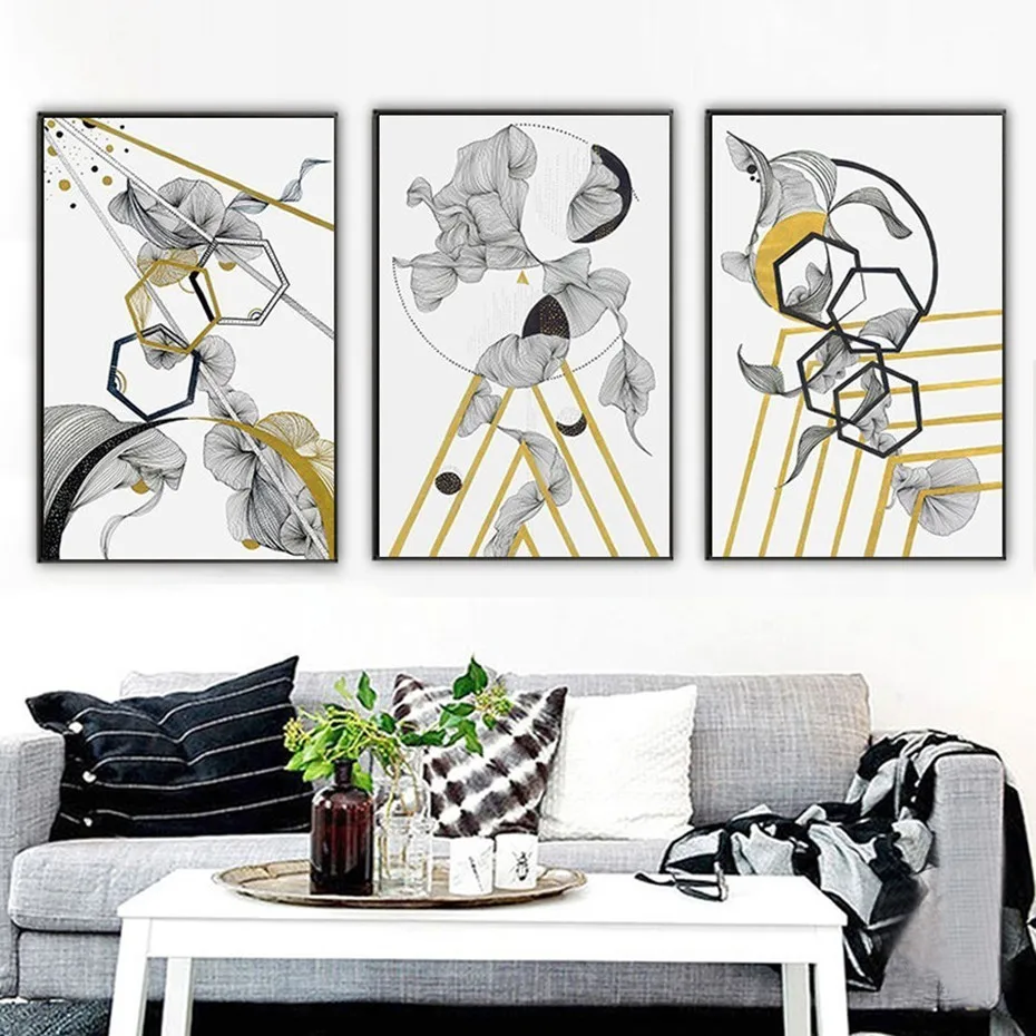 Картина на холсте с абстрактным цветком в скандинавском стиле постеры