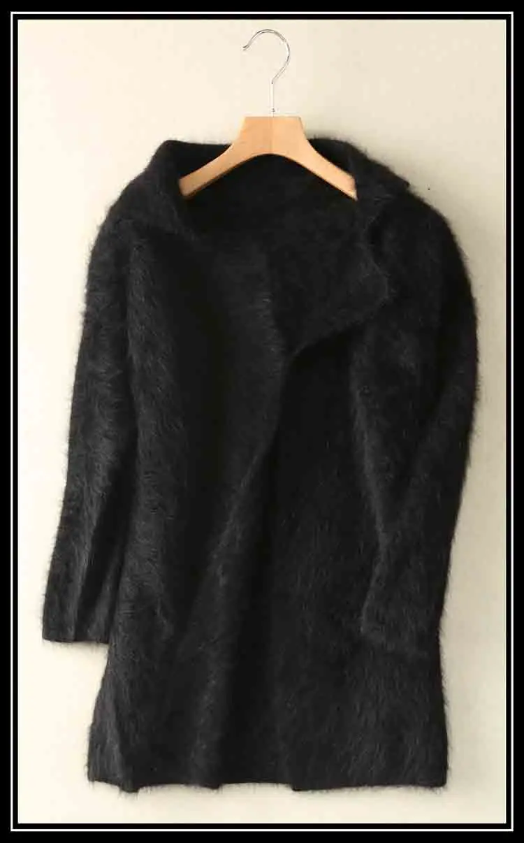 sweater women invierno winter clothes women natural mink cashmere cardigan pink cashmere spring autumn sweater wsr637 - Цвет: black