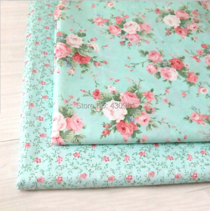 Тильда хлопок печать материал свежие зеленые розы цветы текстиль саржа