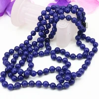 3 rows blue lapis lazuli 8mm stone strand necklace round beads high grade women weddind party diy jewelry 17 19inch b3207