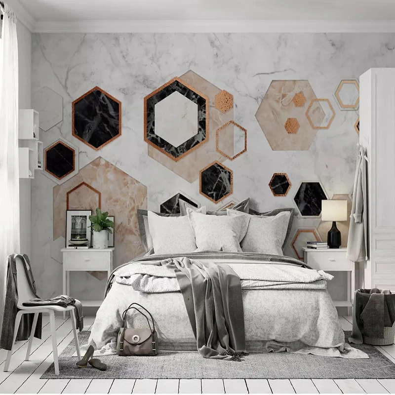 3D настенная бумага скандинавский абстрактный геометрический мрамор фото