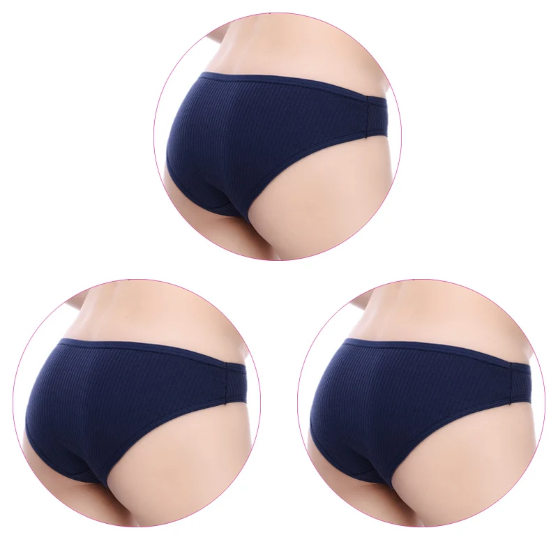 3Pcs-Navy 3 шт./компл. нижнее белье Для женщин хлопковые трусы женские сексуальные трусики в полоску дышащий леди белье доступным несколько штук - Цвет: 3Pcs-Navy