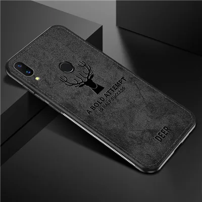 Черный Тканевый чехол для телефона ткань Олень чехол для huawei Y5 Y6 Y7 Prime P Smart плюс Y9 Honor 10i 20i 9 8X 8A 8C 8S 7A 7C чехол s бампер - Цвет: Черный