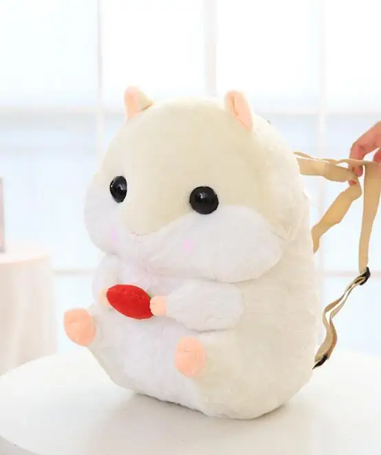 Kawaii хомяк плюшевый рюкзак милый японский плюшевый сумка в виде хомяка плюшевый хомяк детская игрушка подарок на день рождения для детей - Цвет: White