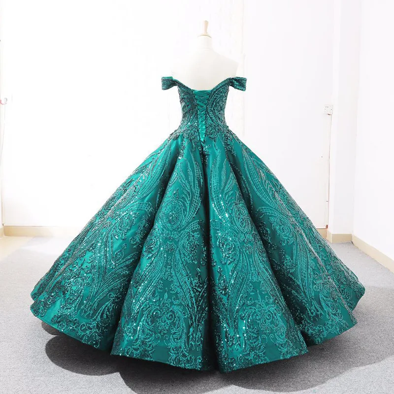 JaneVini Sparkly Sequined Wedding Dresses 2019 Saudi Arabia Puffy Ball Gowns Luxury Arabic Bridal Gowns Plus Size Gaun Pengantin