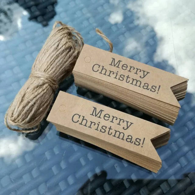 100 шт. бумажные бирки для рукоделия Счастливого Рождества подвески подарков