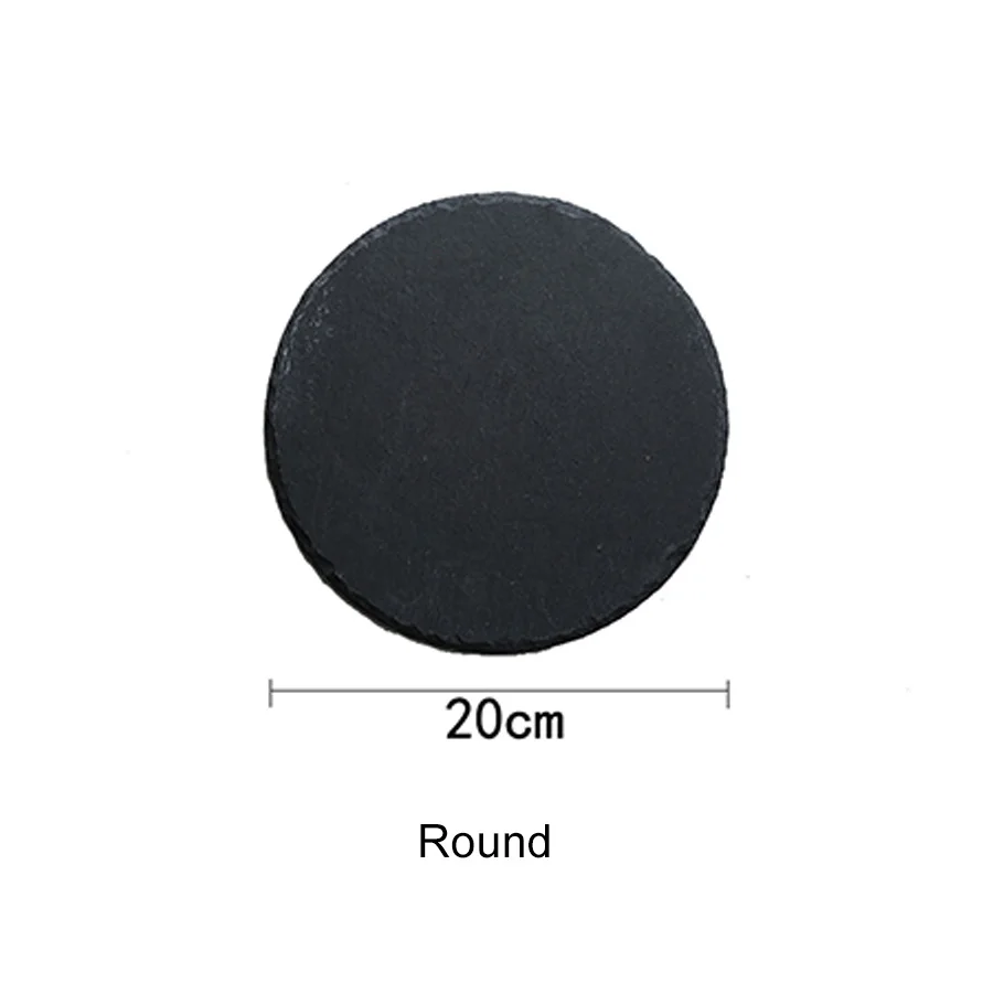 Round(pot holder) MUZITY натуральный сланец блюда Твердые прямоугольник камень суши стейк барбекю тарелка сыра пиццы плоские фрукты тарелка - Цвет: Round(pot holder)