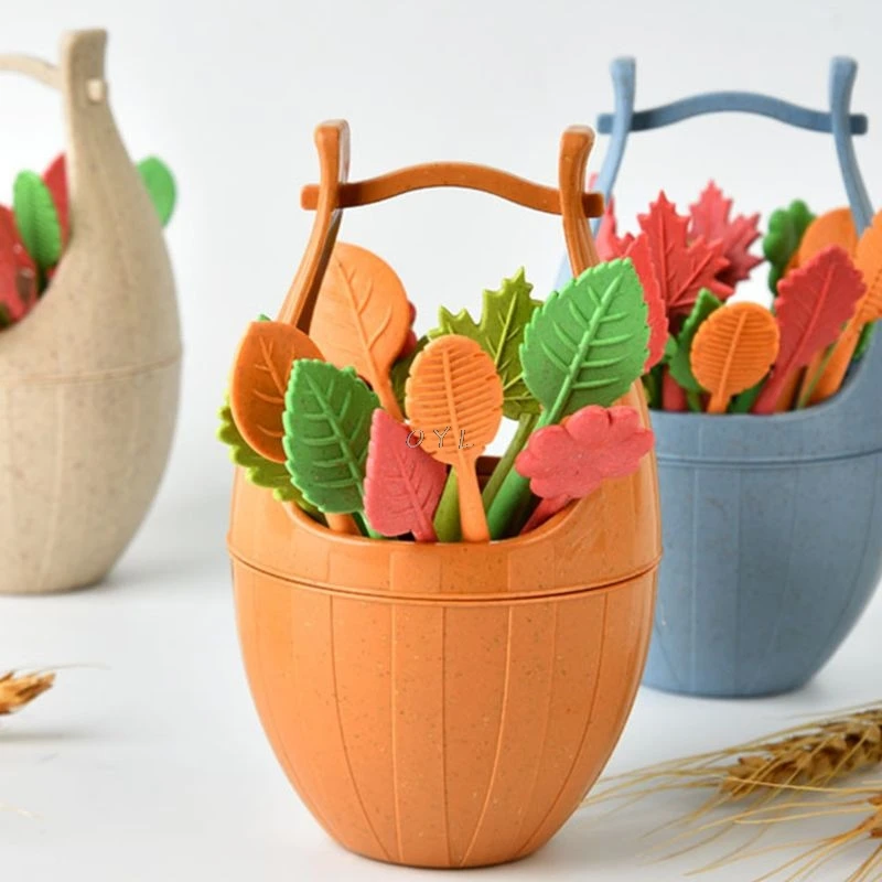 16 шт./компл. цилиндр из пшеничной соломы в скандинавском стиле вилка для фруктов