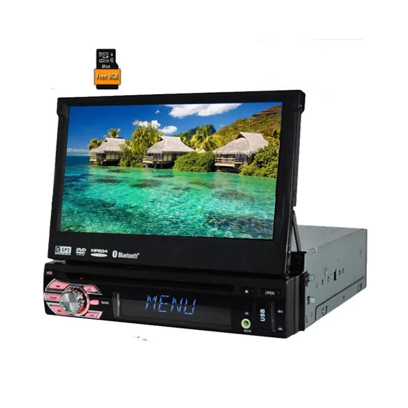 7 дюймовый 1Din автомобильный DVD плеер GPS навигация Съемная передняя панель 1din