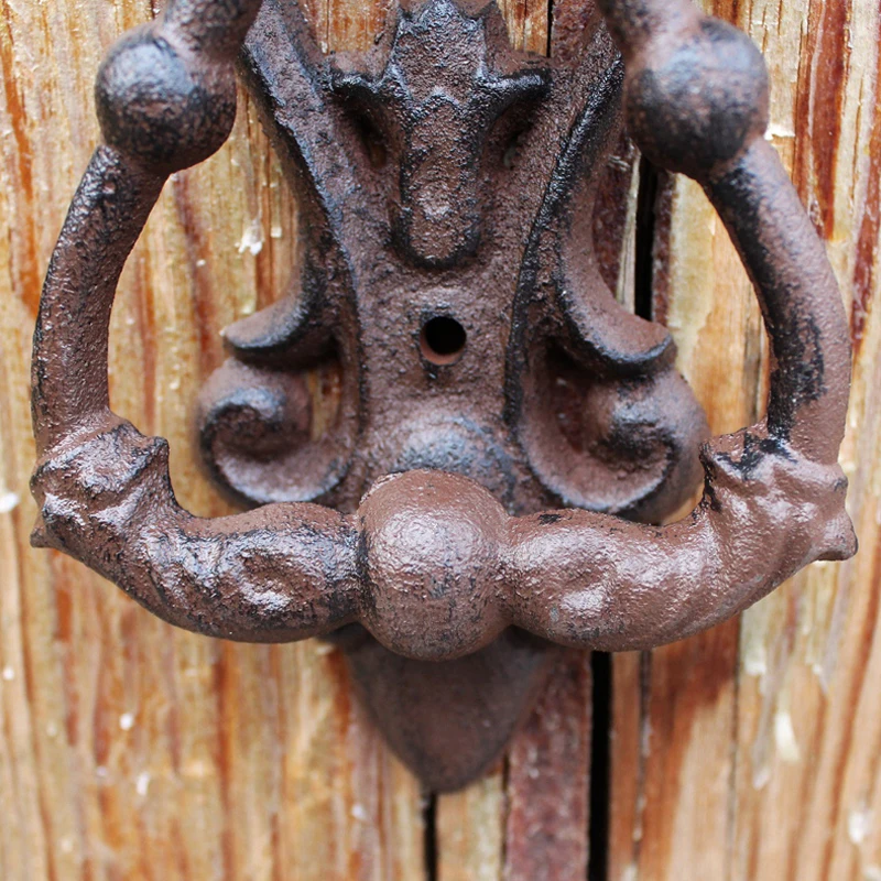 

Rustic Fleur De Lis Cast Iron Door Handle European Home Garden Decor Heavy Metal Door Knocking Handle Handmade Retro Door Handle