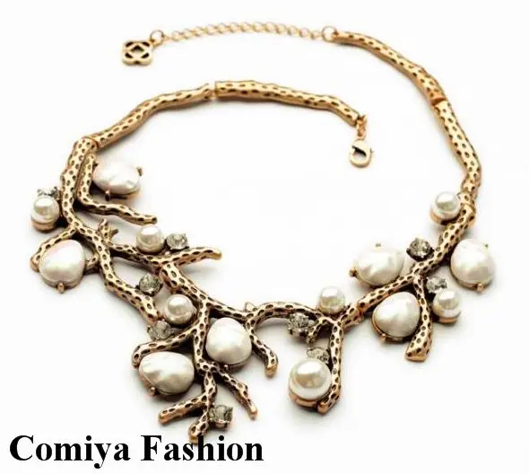 Comiya Винтаж цветок воротник имитация жемчуга цепочки и ожерелья заполнены змея