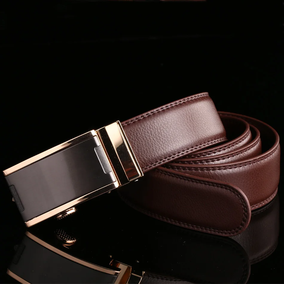 Ремень мужской из натуральной кожи с автоматической металлической